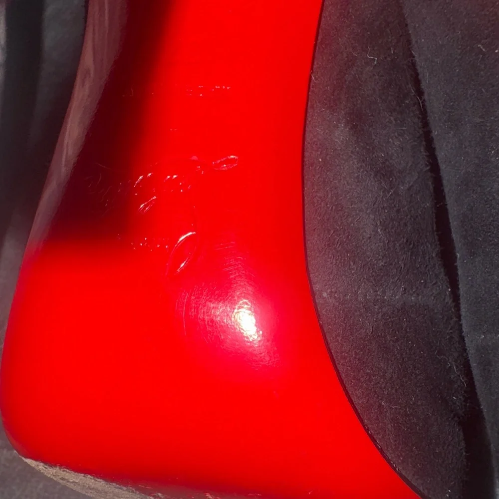 🔥AUTHENTIC!!🔥Christian Louboutin Elegant Black Open-Toe Lace-Up Boots - Picture 3 of 5